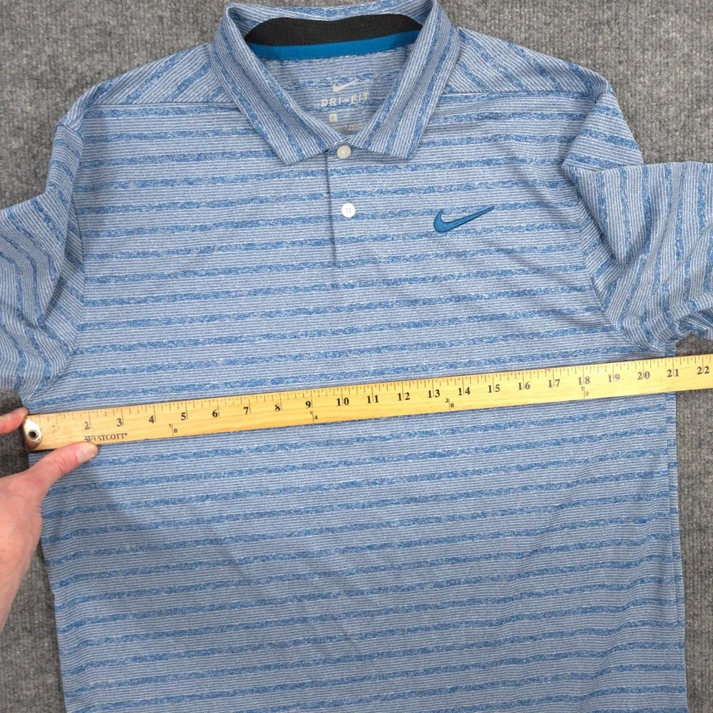 Nike Spanish Bay Dry Vapor Polo Shirt Mens M Blue White Striped Performance Golf